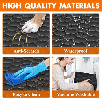 NECKORY Dog Back Seat Cover, Waterproof Scratch Proof Nonslip Dog Hammock for Car, Car Seat Cover for Back Seat with Sanitary Pad Mesh & Pocket for Cars SUVs and Trucks - S, Black/Orange