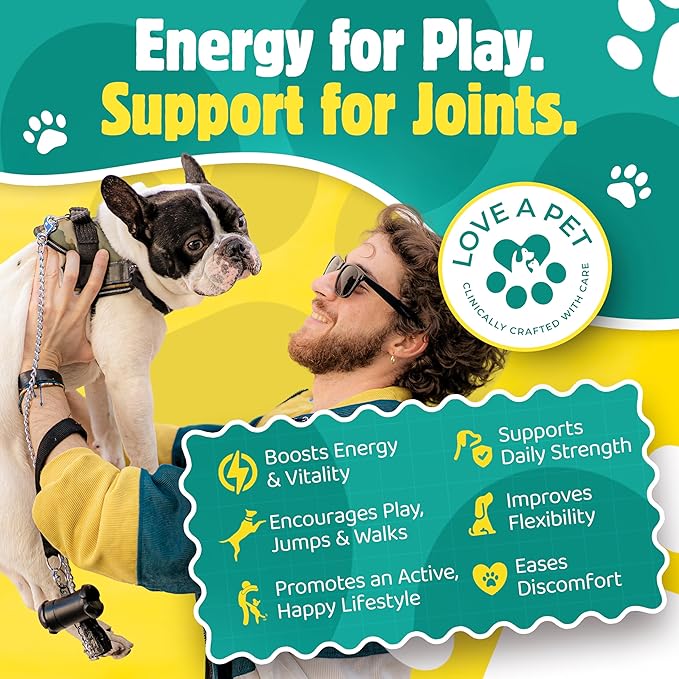 Love a Pet Advanced Hip & Joint Support – Joint Supplement for Dogs Bacon Flavor Soft Chews; MSM & Turmeric for Mobility & Glucosamine for Dogs – Dog Vitamins and Supplements, 120 Chews