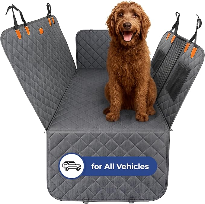 Ruff & Stuff Dog Car Seat Hard Bottom Cover for Back Seat Up to 170lbs | for All Vehicles | Waterproof Scratch-Resistan (Gray) (Gray)