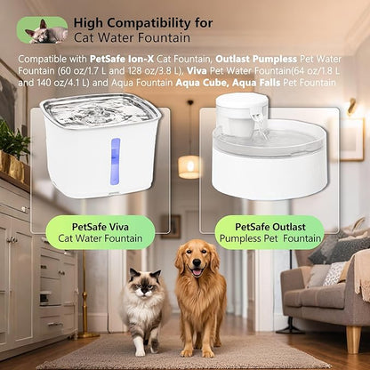 TOGGATH Cat Water Fountain Replacement Charcoal Filter Square Compatible with Petsafe Premier, Ion-X, Outlast Pumpless & Viva Pet Water Fountain, Carbon Filters for Cat and Dog Indoor (BLACK, 12 PACK)