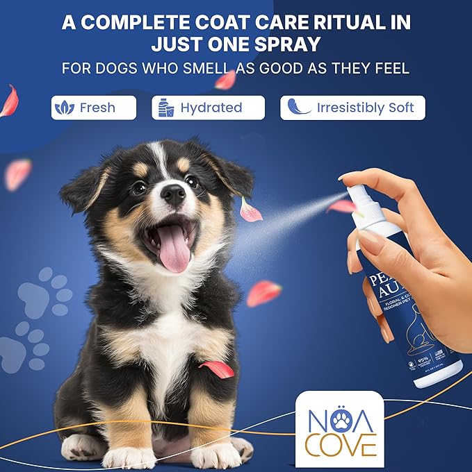 Noa Cove Dog Perfume - Luxury Designer Scent for Dogs - 3-in-1 Deodorizing, Conditioning & Grooming Mist - 95% Natural - Alcohol-Free - Made in USA – Long Lasting Dog Cologne Spray
