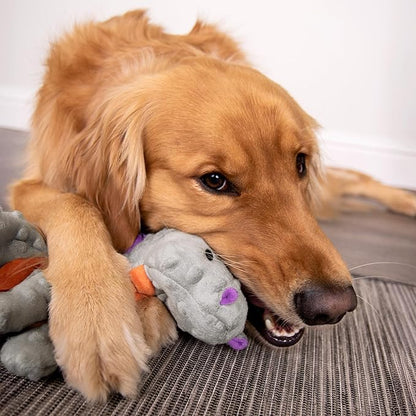 goDog Dragons Squeaky Plush Dog Toy with Chew Guard Technology, Durable Fabric & Squeaker for Active Play, Gray, Large