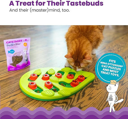 Catstages by Nina Ottosson Purrfect Bitez Natural Crunchy Cat Treats for Puzzles, Toys, Feeders, & Training, USA-Made, Real Whitefish Flavor, 4oz