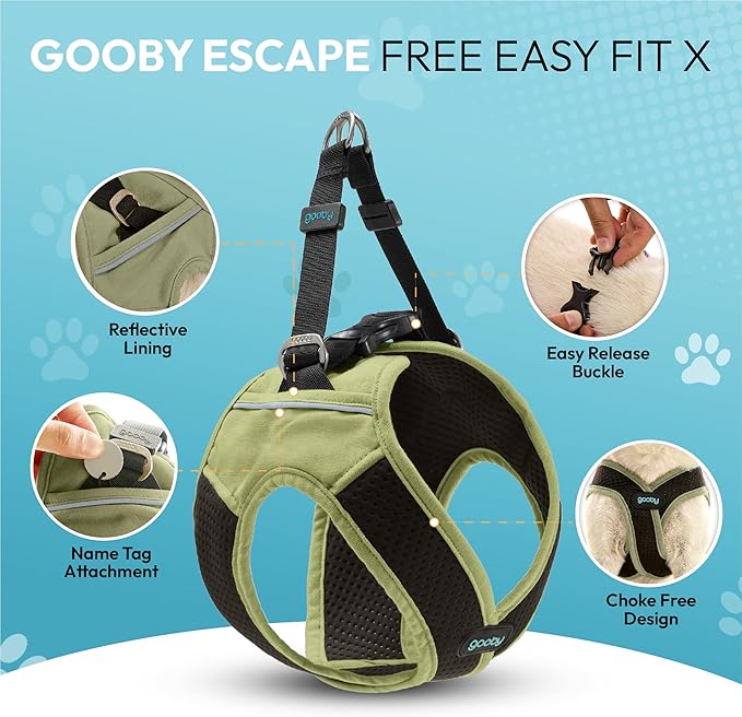 Gooby Escape Free Easy Fit X Step in Dog Harness - Portland Green, Large