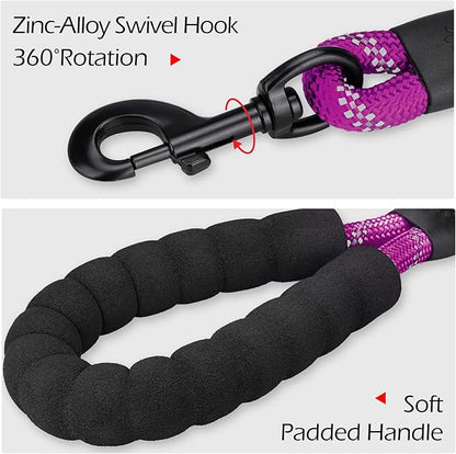 PoyPet Dog Harness and Leash Combo, Escape Proof No Pull Vest Harness, with 5 Feet Leash, Reflective Adjustable Soft Padded Pet Harness with Handle for Small to Large Dogs(Purple,M)