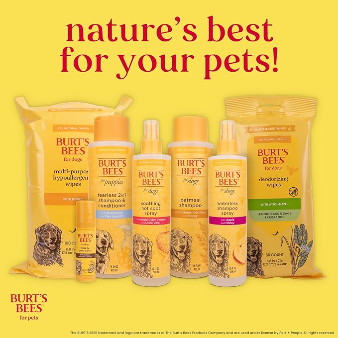 Burt's Bees for Pets Multipurpose Dog Wipes with with Honey, 98% Natural Origin Formulas, Hypoallergenic Dog Wipes Cleaning, Dog Cleaning Wipes, Dog Wipes for Paws and Butt, 50ct