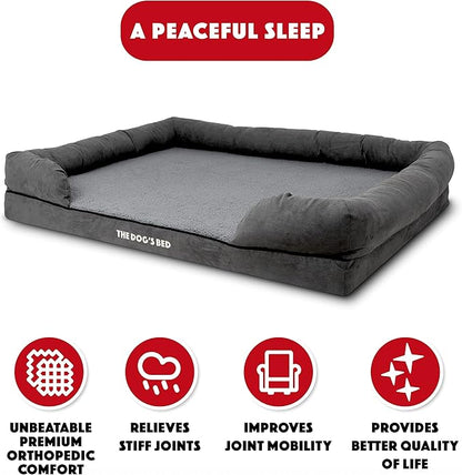The Dog’s Bed Medium Support Memory Foam Dog Bed XXL Plush Grey, Pain Relief: Arthritis, Hip & Elbow Dysplasia, Supportive, Calming, Waterproof Washable Cover, Veterinary Approved