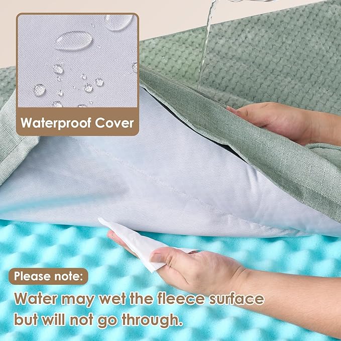 EHEYCIGA XXL Dog Bed Memory Foam, Orthopedic Giant Dog Bed Jumbo with Washable Removable Cover, Waterproof Pet Sofa Couch with Nonskid Bottom, 48x35x7.5, Greyish Green