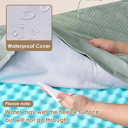EHEYCIGA XXL Dog Bed Memory Foam, Orthopedic Giant Dog Bed Jumbo with Washable Removable Cover, Waterproof Pet Sofa Couch with Nonskid Bottom, 48x35x7.5, Greyish Green