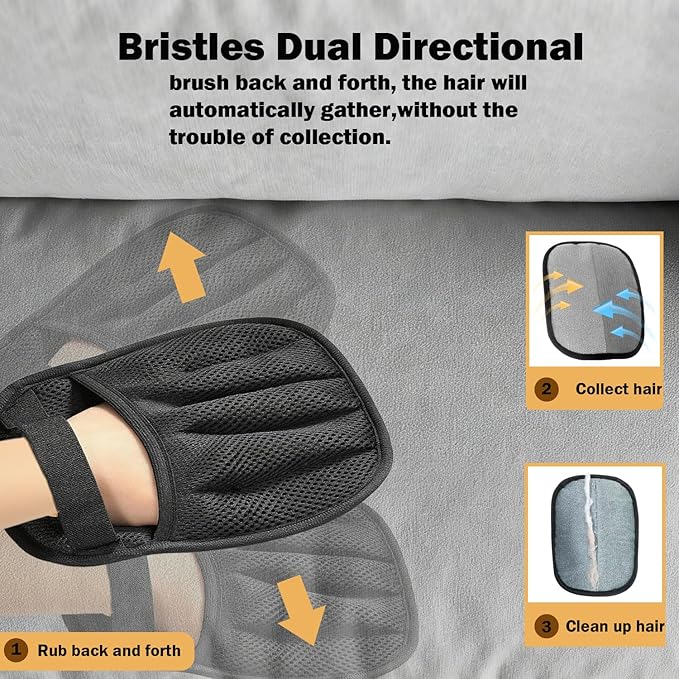 Anazzly Pet Hair Removal Glove with Electrostatic Technology, Pet Hair Gloves for Dogs and Cats, Washable Pet Hair Remover Tool for Sofas, Carpets, Car Seats and Bedding