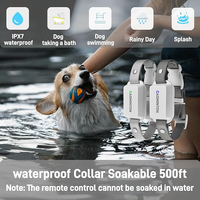 CASMINTON Shock Collar for 2Dogs [CRS01Pro]126 Training Levels, 4 Powerful Modes With 2.8-inch LCD high-definition display100% Safe Training Collar for Large Medium Small Dogs IPX7 Waterproof E Collar