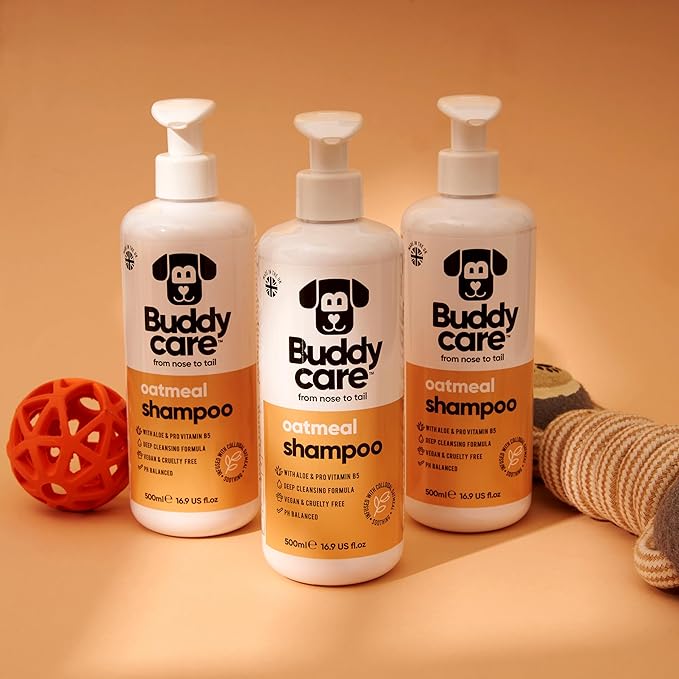 Oatmeal Dog Shampoo for Smelly Dogs (16.90oz) - Hypoallergenic & Itch Relief Formula, Gentle on Sensitive Skin, Includes Dog Shampoo and Conditioner - Essential Dog Grooming Supplies