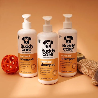 Oatmeal Dog Shampoo for Smelly Dogs (16.90oz) - Hypoallergenic & Itch Relief Formula, Gentle on Sensitive Skin, Includes Dog Shampoo and Conditioner - Essential Dog Grooming Supplies