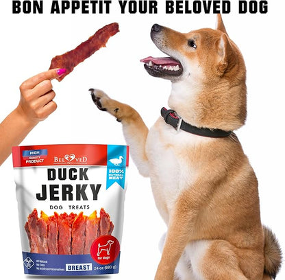 Dog Treats Duck Jerky 1.5 LB – Dog Food & High Protein Chews for Large, Medium & Small Breeds – Natural Healthy Training Strips & Snacks – Human Grade Real Meat – Grain Free, Rawhide Free, Bulk Pack