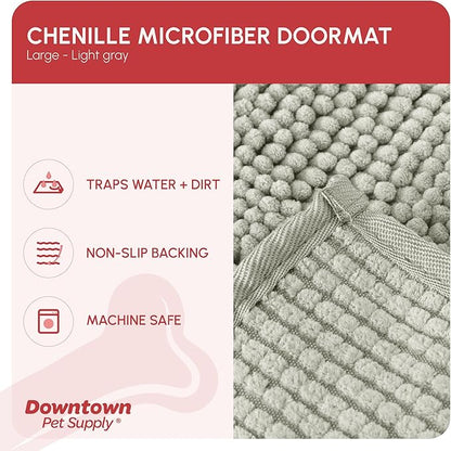 My Doggy Place Dog Mud Mat, 36" x 26" Light Gray – Thick Microfiber Entry Rug for Snow, Mud & Salt – Absorbent, Quick-Dry, Washer-Safe & Non-Slip, Large