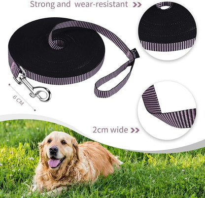 Hi Kiss Dog/Puppy Obedience Recall Training Agility Lead - 15ft 20ft 30ft 50ft 100ft Training Leash - Great for Training, Play, Camping, or Backyard(15ft,BL+PK)