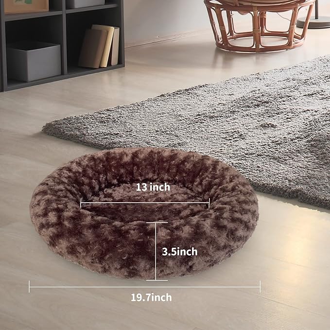 AUPETEK Heated Cat Beds for Indoor Cats Warming Cat Beds Super Soft Machine Washable Thermo Kitty Electric Heating Bed 19 Inches Round