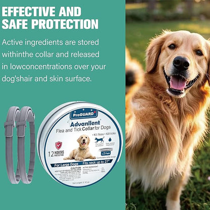 Advanllent Flea Collar for Dogs, Flea and Tick Prevention for Dogs Collar, Dog Flea and Tick Treatment, 2 Collars, 12 Months Prevention, One Size Fits All