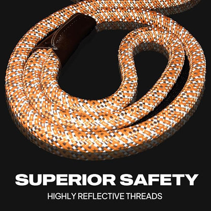 TwoEar 6FT Slip Lead Dog Leash, Heavy Duty Slip Leash for Dogs with Highly Reflective, Strong Rope Slip Leads No Pull Pet Training Leashes for Small Dogs (3/8", Orange)