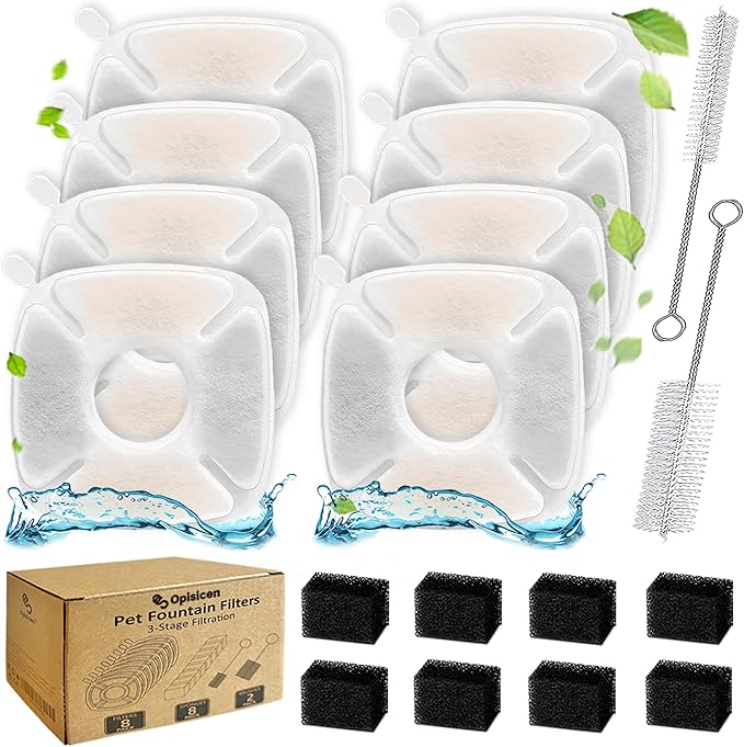 OPISICEN 18 Pcs Cat Fountain Filters Replacement Compatible with VEKEN 95oz/2.8L, 67oz/2L, 135oz/4L Pet Fountain