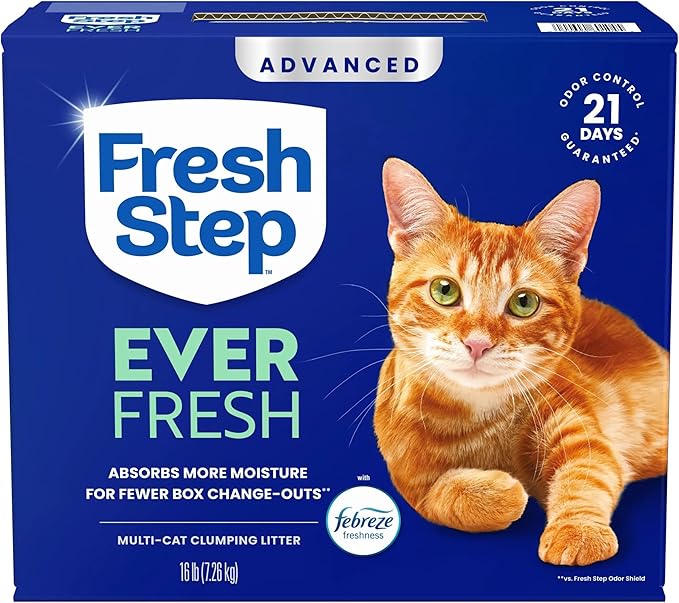 Fresh Step Ever Fresh Advanced Multi Cat Clumping Litter with Febreze Freshness, 16 lb Each, Pack of 2 (Package May Vary)