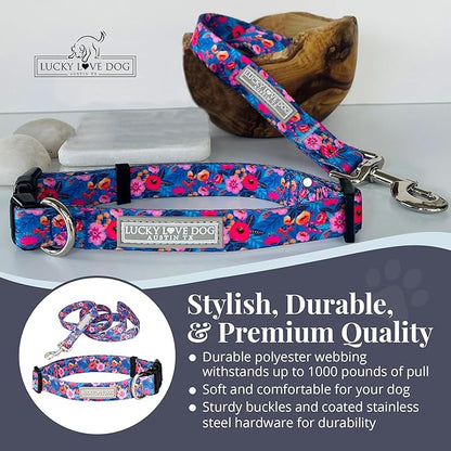 Lucky Love Dog - Adjustable Dog Collar and Leash Set with Easy Click Buckle for Small Dogs, Durable, & Comfortable Collar for Male & Female Dogs, Puppies & Adult Dogs - Zuzu, XS