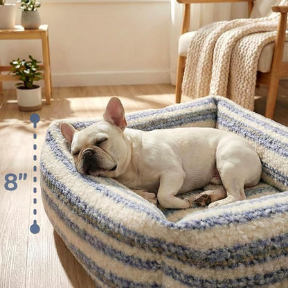 WESTERN HOME WH Dog Bed Medium Size Dogs - Washable Medium Dog Bed, High Back Support Pet Sofa with Sides, Soft Pet Beds with Anti Slip Bottom, 30inch, Blue