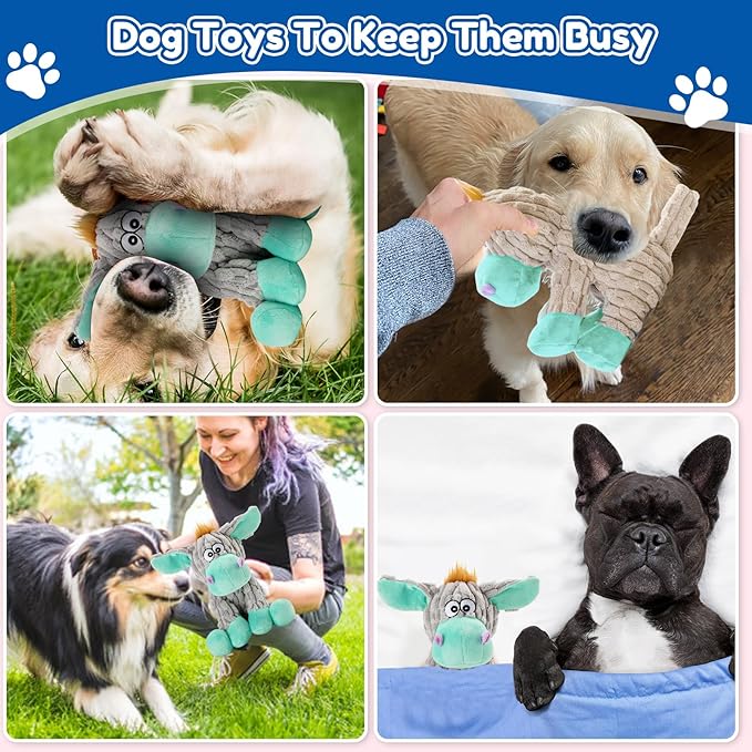 Dog Toys, Interactive Dog Squeaky Toys, Tough Crinkle Stuffed Animal Chew Toy for Small, Medium, Large Breeds, Plush Toy to Keep Them Busy, Pet Toys for Dogs