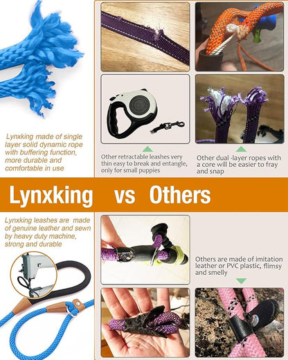 lynxking Dog Leash Slip Lead 5 6 8 FT Dog Training Leash Strong Heavy Duty Braided No Pull Training Lead for Small Medium Large Dogs