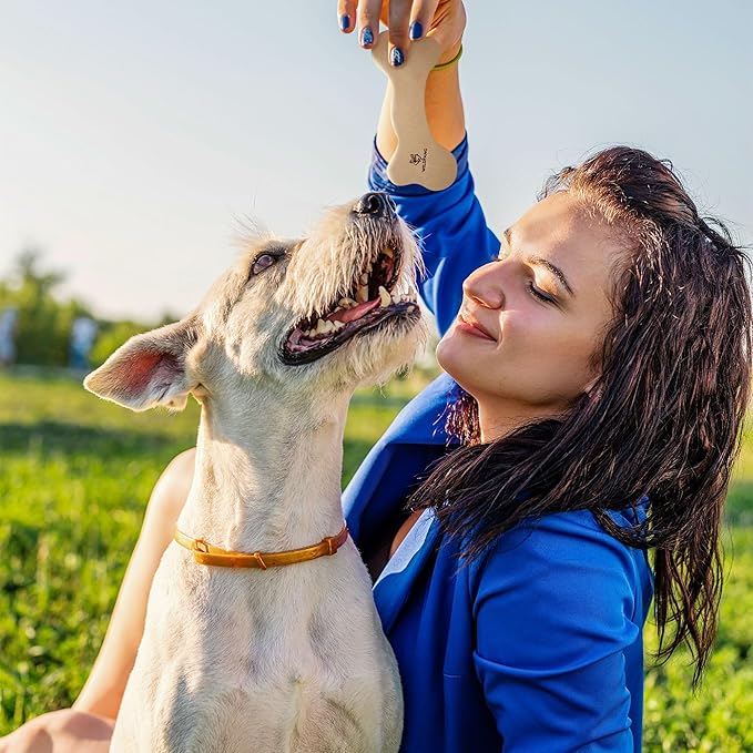 Wildfang® Leather Dog Toy, Medium – Soft Dog Chew Toys for Gentle Chewers, Puppies, Senior or Older Dogs with Sensitive Teeth – Non-Toxic, Stuffless, 5mm Leather Dog Bone for Dogs 22–33 lbs, Pack of 1