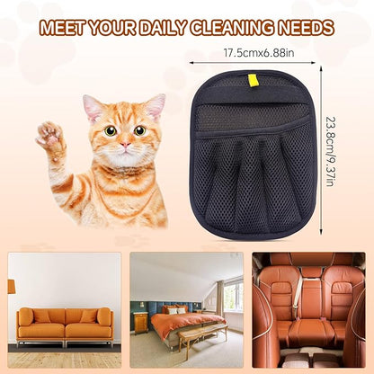 Pet Hair Remover Electrostatic Gloves,Pet Hair Removal for Cats & Dogs, Cat Grooming Gloves，Pet Hair Fur Removal Mitt, Cleanup for Furniture, Clothing, and Upholstery,Reusable (2pcs)