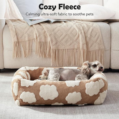 JOEJOY Large Dog Beds Large Sized Dog, Rectangle Washable Orthopedic Pet Bed with Removable Zipper Cover, Cute Soft Calming Puppy Pet Bed with Jacquard Shaggy Plush & Non Skid Bottom