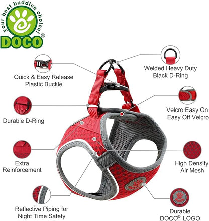 DOCO Dog Harness for Large Sized Dog - Athletica Adjustable, No Pull, No Choke, Puppy Vest Lightweight Air Mesh, Reflective, Puppy Essentials - Orange, Large (Chest 18.5"-19.5", Weight 15-20 lbs)