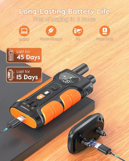 SLOPEHILL Dog Shock Collar,4200FT Dog Training Collar with Remote,IPX8 Waterproof E-Collar with Beep,Vibration,Shock,Flashing Light,No Shock Model,Electric Shock Collar for Dogs,Orange 2PCS