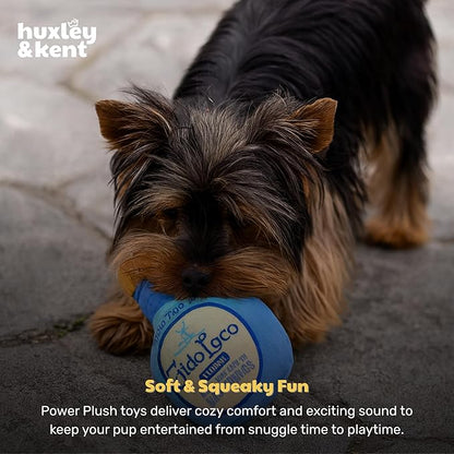 Huxley & Kent Funny Dog Toy w/Squeaker – Power Plush Squeaky Dog Toys for Small Dogs – Durable Small Stuffed Animal for Indoor Play & Fetch - Tiny Tuff Fido Loco