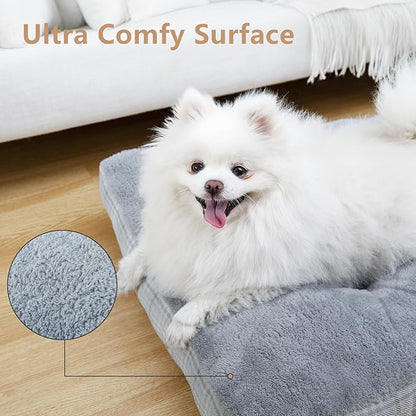 MIHIKK Washable S Dog Bed for Small Dogs with Anti-Slip Bottom, Premium Foam Pet Pad for Crate for Large Medium Small Sized Puppies, 23" x 18" Gray