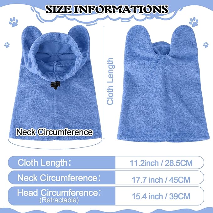 Clysee Winter Dog Hats Quiet Ears for Dogs Ear Muffs Pet Neck Warmer Scarf Hoodie Noise Protection Cover Beanie Head Wrap Costume for Pet Dog Cats(Sky Blue,S)