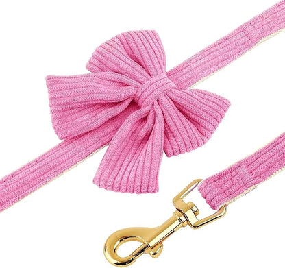 Didog Cute Small Dog Harness Collar and Leash Set with Bowtie, Breathable Soft Mesh Padded Puppy Harness, Dog Harness for Small Dogs Daily Walks Parties, Holiday Gatherings & Gifts, Hot Pink, S