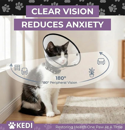 Kitten Cat Cone Collar for After Surgery to Stop Licking, Escape-Proof Recovery Elizabethan E Collar for Cats, Comfortable Cone for Cats (Black, Small)