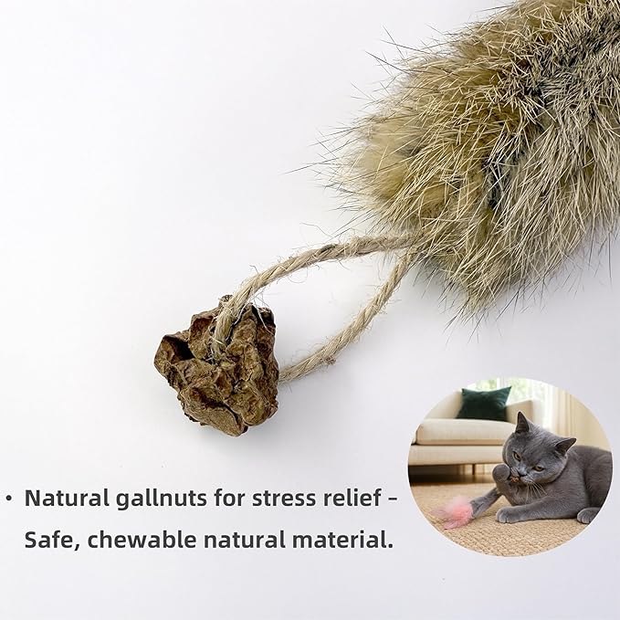 ZAYLUMO 3 Pack Rabbit Fur Catnip Toys with Feathers – Interactive Carrot Cat Toys with Galls Fruit for Indoor Cats and Kittens