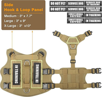 WINSEE Service Dog Vest Harness for Medium Dog, Tactical Working MOLLE Vest with 10 Pet Patches, No Pull Heavy Duty Harness for Training Walking