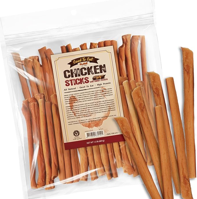 Gootoe Dog Treats, Chicken Jerky for Dogs - Premium Dog Training Treats; High-Protein, Gluten-Free, Hypoallergenic, Grain-Free, Chicken Sticks with Sweet Potato, 1.5 lb