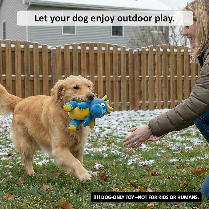 LydaPKS Squeaky Plush Dragon Dog Chew Toy - 8.3‘’X9‘’ Dog Toy for Small/Medium Dogs to Keep Pups Busy，Chewer Dog Toy with Crinkle Paper（Blue）