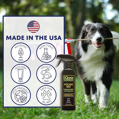 EQyss Avocado Mist Pet Spray Conditioner - Shines, Conditions, and Reduces Shedding, Weightless Leave in Spray - for Dogs, Cats, Puppies - Oil and Silicone Free, pH Balanced, USA Made (3 Pack)
