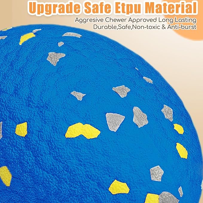 Moonorange 4.72" Indestructible Large Rugby Balls for Aggressive Chewers Durable Olive Bouncy Interactive Football Toy for Dogs Fetch Game Lightweight Floating Outdoor Training, Blue