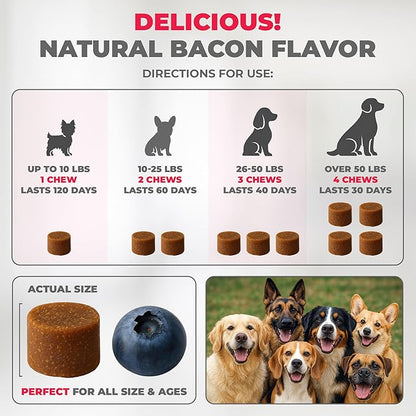 Mighty Petz MAX Dog Allergy Relief Chews - Itch Relief with Colostrum, Probiotics & Immune Support for Seasonal Allergies & Itchy Skin