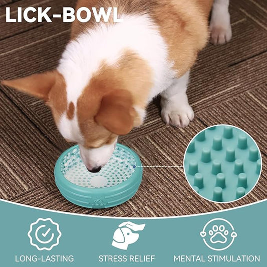 Dog Lick Bowl, Animire Freeze Lick Mat for Dogs, Non-Slip Slow Feeder Licking Bowl Enrichment Treat for Distraction Anxiety Relief, Food Grade Silicone, Dishwasher Safe(Teal,S)