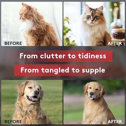 Tpotato Deshedding Dog Brush for Long Haired Dogs Cats,Undercoat Shedding Rake for Dematting Detangling Tangles Matted Fur and Knots,Metal Pet Comb,Professional Pet Grooming Supplies Tool Kit,Red