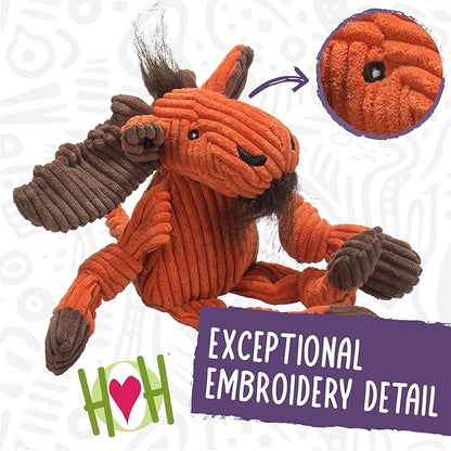 HuggleHounds Knottie Plush Dog Toy - Dog Stuffed Animal Toy, Puppy Toys, Squeaky Dog Toy for Small, Medium & Large Dogs, Durable Plush to Keep Them Busy - Pink Flamingo, Large