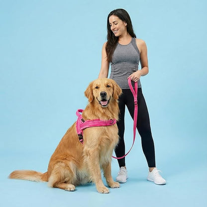 Didog Soft Flannel Padded Dog Vest Harness, No Pull/Quick Fit Reflective Dog Strap Harness, Easy for Training Walking (L:Chest 26-32", Hot Pink)